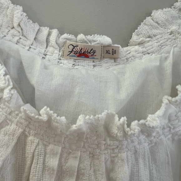 Faherty Annabelle Dress Short Sleeved Cotton Dress Texture Neckline in White, XL - Picture 6 of 12